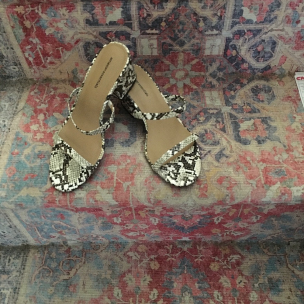 Snake-Print Strappy Block Heel Sandals - Women, 7 like new !